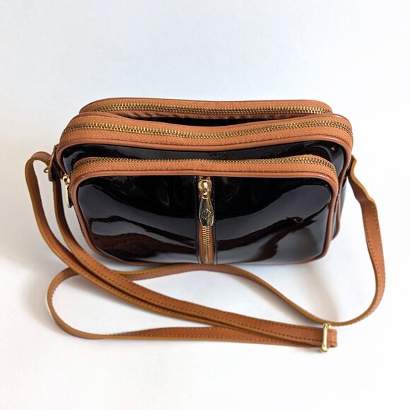 Valentina Black Patent Leather Crossbody Purse Bag - Picture 3 of 12